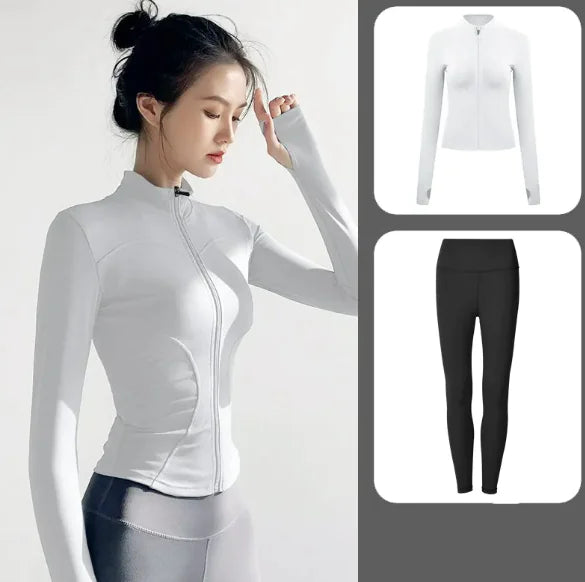 Women's Yoga Set - Autumn & Winter Speed Dry Long-Sleeve Jacket - LuxeStreet Boutique