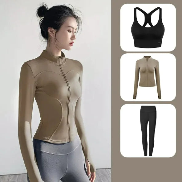 Women's Yoga Set - Autumn & Winter Speed Dry Long-Sleeve Jacket - LuxeStreet Boutique