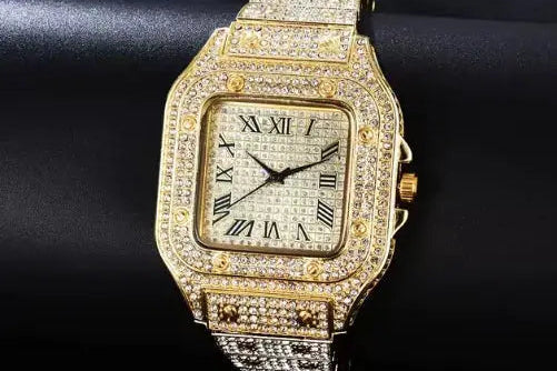 Iced Moissanite Bust Down Watch - Unisex Hip Hop Bling - LuxeStreet Boutique