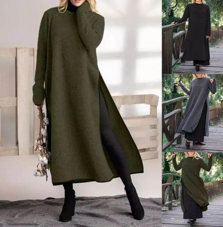 Oversized Knit Lace Dress Brushed Hoody Casual Dress - LuxeStreet Boutique