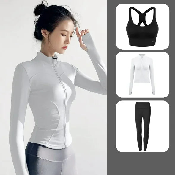 Women's Yoga Set - Autumn & Winter Speed Dry Long-Sleeve Jacket - LuxeStreet Boutique