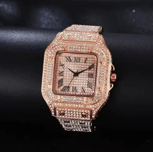Iced Moissanite Bust Down Watch - Unisex Hip Hop Bling - LuxeStreet Boutique
