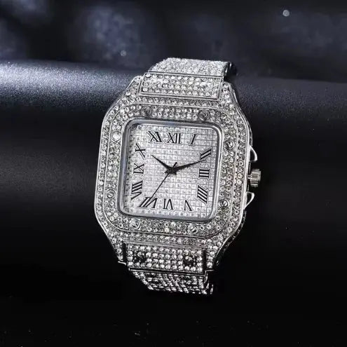 Iced Moissanite Bust Down Watch - Unisex Hip Hop Bling - LuxeStreet Boutique